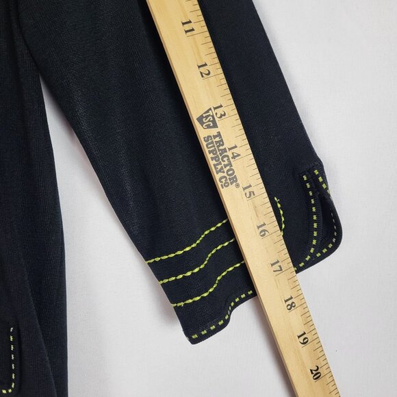 Ming Wang Jacket Blazer Women's  Petite Large Black Yellow Stitching Collared - Picture 6 of 9